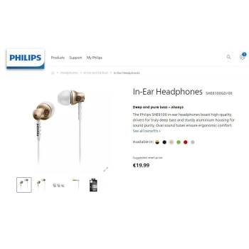 HIFI słuchawki douszne Philips 107dB neodym alum. [23130000820]